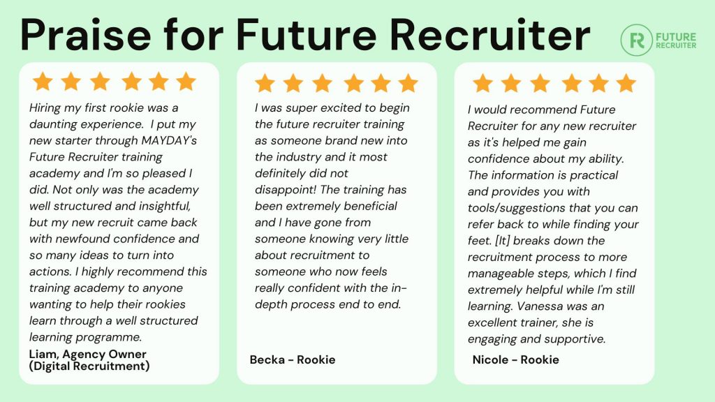 praise for the elevate corporate training future recruiter program
